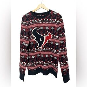 NFL Navy and Red Crewneck Sweater Houston Texans